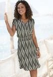 Jerseykleid LASCANA "mit breitem Smokbund und Alloverprint", Damen, Gr. 36, N-Gr,