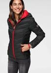 Steppjacke KANGAROOS, Damen, Gr. 38, schwarz (schwarz, rot), Web, Obermaterial: 100%