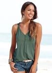 Strandtop LASCANA, Damen, Gr. 32/34, gr&uuml;n (flaschengr&uuml;n), Jersey, Obermaterial: 95%