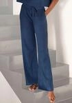 Homewearhose LASCANA, Damen, Gr. 44/46, N-Gr, blau (blau, meliert), Rippware,