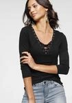 3/4-Arm-Shirt LAURA SCOTT, Damen, Gr. 34, schwarz, Single Jersey, Obermaterial: 95%