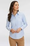Langarmbluse GANT "New Slim Stretch Oxford Blouse", Damen, Gr. 34, blau (light blau),