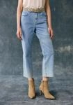 Weite Jeans BUFFALO "aus weichem Baumwoll-Denim", Damen, Gr. 34, N-Gr, blau (light,