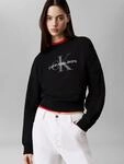 Sweatshirt CALVIN KLEIN JEANS "LS MONOLOGO FRENCH TERRY RLXD CR", Damen, Gr. XXS