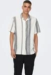 Kurzarmhemd ONLY & SONS "ONSCAIDEN SS STRIPE LINEN RESORT NOOS", Herren, Gr. L, N-Gr,