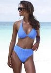 Highwaist-Bikini-Hose COPENHAGEN STUDIOS "Nela", Damen, Gr. 36, N-Gr, blau, Rippware,
