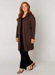 Longstrickjacke BASE LEVEL CURVY "Ayla Long", Damen, Gr. 44, braun, Strick,