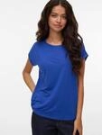 T-Shirt VERO MODA "VMAVA PLAIN SS TOP JRS NOOS", Damen, Gr. XL, blau (dazzling blau),