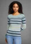 Langarmshirt KANGAROOS, Damen, Gr. 36/38, bunt (mint, marine), Rippware,