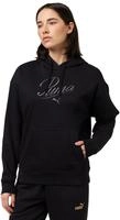 Kapuzensweatshirt PUMA "ESS SCRIPT COMFORT HOODIE FL", Damen, Gr. S, schwarz (puma