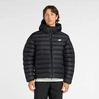 Steppjacke NEW BALANCE "Hooded Puffer Jacket BLACK", Herren, Gr. L, schwarz,