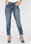 Stretch-Jeans MAC "Melanie", Damen, Gr. 48, L&auml;nge 32, blau (mid blau main wash),