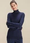 Rollkragenpullover TAMARIS "aus angenehmer Viskosemischung", Damen, Gr. 36, blau