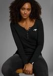 Langarmshirt KANGAROOS, Damen, Gr. 40/42, schwarz, Rippware, Obermaterial: 100%