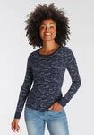 Langarmshirt KANGAROOS, Damen, Gr. 48/50, blau (marine), Rippware, Obermaterial: 100%