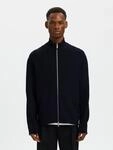 Strickjacke SELECTED "SLMTELLER FN ZIP CARDIGAN NOOS", Herren, Gr. S, schwarz (sky