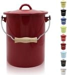 M&uuml;lleimer KR&Uuml;GER "Emaille-Eimer mit Deckel Serie Rio", rot, H:21cm &Oslash;:16cm,