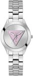 Quarzuhr GUESS "TRI PLAQUE", silber (silberfarben), Armbanduhren, Damen, Quarzuhr,