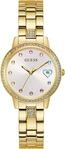 Quarzuhr GUESS "THREE OF HEARTS", gold (goldfarben), Armbanduhren, Damen, Quarzuhr,