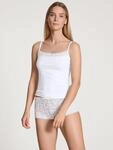 Spaghettitop CALIDA "Natural Comfort Lace", Damen, Gr. XXS (32/34), wei&szlig;,...