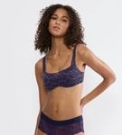 Balconette-BH TRIUMPH "Body Make-Up Illusion Lace", Damen, Gr. 70, Cup B, blau