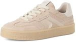 Plateausneaker TAMARIS, Damen, Gr. 37, beige, wei&szlig;, Glattleder, Veloursleder,