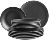 Teller-Set M&Auml;SER "Essential", schwarz, 12, Geschirr-Sets, Teller-Set
