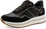 Plateausneaker TAMARIS, Damen, Gr. 38, schwarz, Lederimitat, Textil, Schuhe