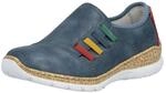 Slipper RIEKER, Damen, Gr. 36, blau (dunkelblau, kombiniert), Lederimitat, Basic,