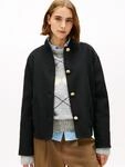 Bomberjacke TOMMY HILFIGER "DF WOOL SHORT BOMBER", Damen, Gr. 34, schwarz, Web,