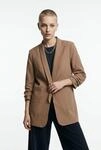 Blusenblazer PIECES "PCBOSELLA 3/4 BLAZER NOOS", Damen, Gr. S, beige (fossil), Web,