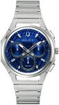 Chronograph BULOVA "Curv", blau (silberfarben, blau), Armbanduhren, Herren,