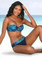 B&uuml;gel-Bandeau-Bikini LASCANA, Damen, Gr. 40, Cup B, blau (blau, bedruckt), Polyamid,