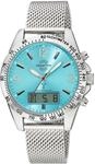 Funkchronograph MASTER TIME "Sporty", stahlgrau, hellblau, Armbanduhren, Herren,