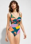 Badeanzug BONPRIX, Damen, Gr. 40, N-Gr, bunt (petrol bedruckt), Obermaterial:...