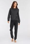Pyjama, Damen, Gr. 32/34, grau (steifen,, herzchen, muster), Frottee, Obermaterial: