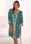Kimono LASCANA, Damen, Gr. 32/34, bunt (rauchblau, ecru), Jersey, gemustert,