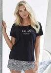 Pyjamaoberteil, Damen, Gr. 32/34, schwarz, Single Jersey, Obermaterial: 100%