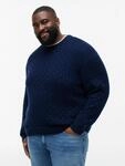 Rundhalspullover "BT-MOCK CABLE CREW NECK", Herren, Gr. XXL, blau (carbon navy),