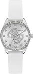 Quarzuhr GUESS "AVA", wei&szlig;, silberfarben, Armbanduhren, Damen, Quarzuhr, Armbanduhr,