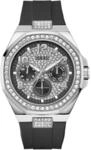 Quarzuhr GUESS "EMPIRE", silber (schwarz, silberfarben), Armbanduhren, Herren,