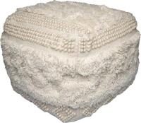 Pouf KAYOOM "Bohist 125 50cm x 50cm, Strukturen mit Fransen und Quasten", beige