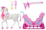 Puppen Fahrzeug BARBIE "Barbie in Der Nussknacker, Pferd und Schlitten", pink (bunt),