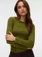 Langarmshirt VERO MODA "VMADA LS TOP JRS NOOS", Damen, Gr. M, gr&uuml;n (sphagnum),