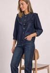 Jeansbluse STREET ONE, Damen, Gr. 34, blau (dunkelblau soft washed), Web,