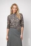 Langarmshirt MONARI "Shirt Zebra allover", Damen, Gr. 34, braun (hellbraun...