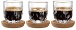 Espressoglas LEONARDO "Espresso-Set mit Untersetzer Gocce 60 ml 3er Set transparent",