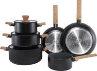 Topf-Set HANSEATIC "ALU SCANDI, mit Antihaftbeschichtung", schwarz (schwarz, natur),