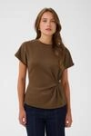 Kurzarmbluse SAINT TROPEZ "TheoSZ Blouse", Damen, Gr. L, braun (schwarz earth),...