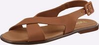 Sandale HEINE, Damen, Gr. 37, braun (cognac), Leder, Schuhe Sandale